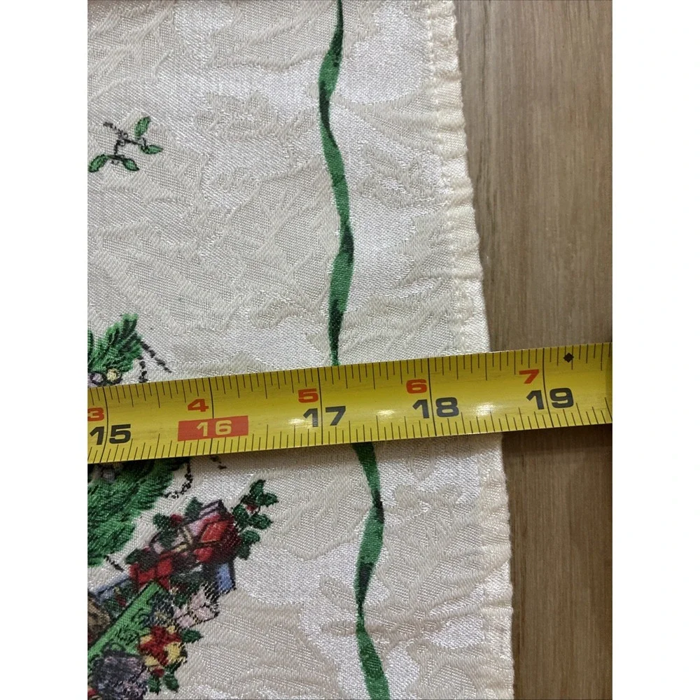Spode Christmas Tree Cloth Napkins set of 6 Ivory Damask Green Ribbon